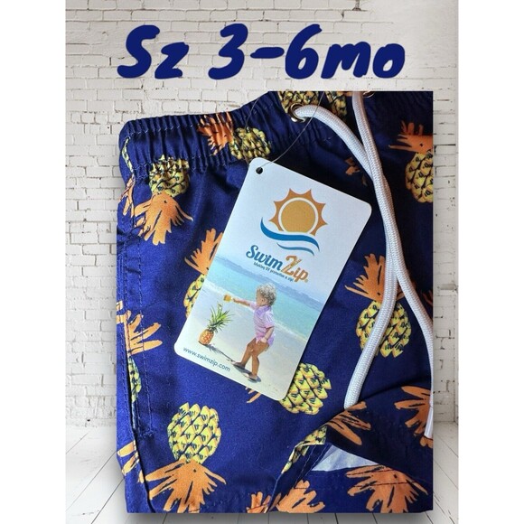 NWT‎ Swimzip Brand Swim Trunk Shorties, 3-6 Months. UPF 50+ Pineapple Dreams - Picture 4 of 8